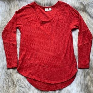 Lucy & Laurel x Madewell - Raglan Long-Sleeve Top Round Hem; Medium | Orange Red